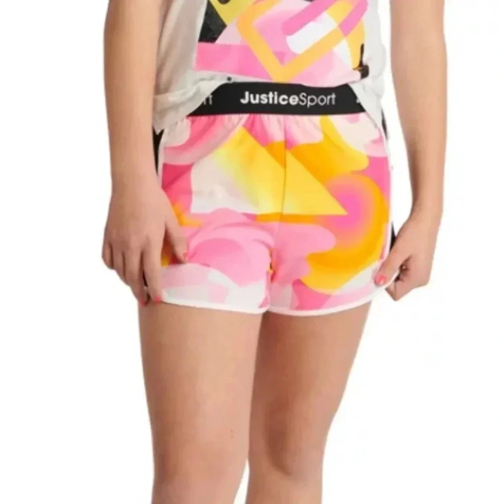 Justice Girls J-Sport Running Short Size Large (12/14) Built-In Lining Tie-Dye